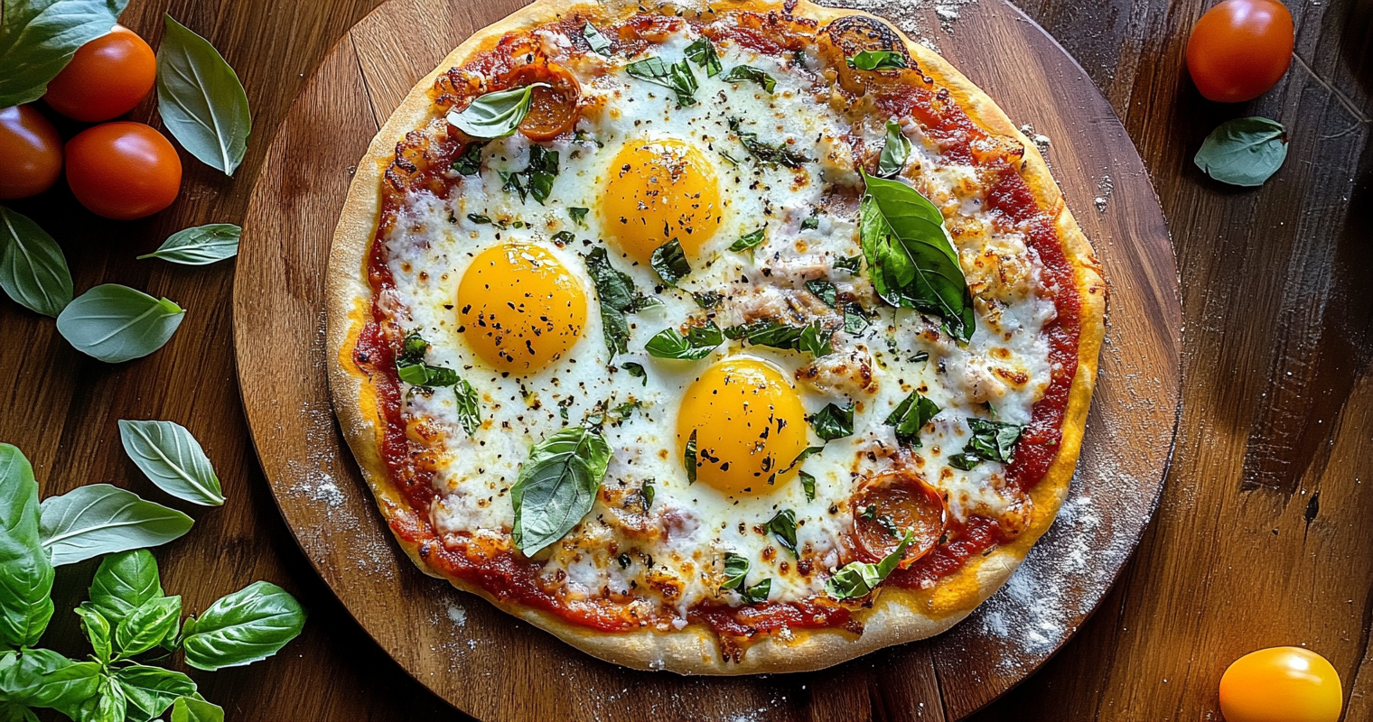 What does breakfast pizza contain?